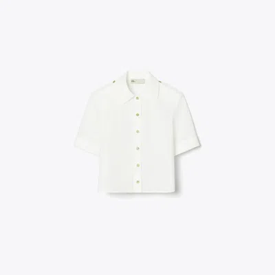 Tory Burch Poplin Camp Shirt In White