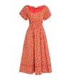 Tory Burch Poplin Leaf Print Midi Dress In Orange