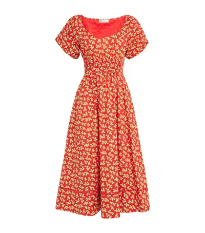 Tory Burch Poplin Leaf Print Midi Dress
