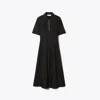 Tory Burch Poplin Pleat-waist Dress In Black
