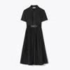Tory Burch Poplin Pleated Shirtdress In Black