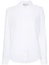 Tory Burch Collared Neck Long Sleeves Pleated Cuffs Shirt In 白色