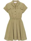 Tory Burch Cotton Poplin Shirt Mini Dress In 250 Verde