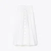 Tory Burch Flared Button-up Midi Skirt In White