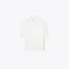 Tory Burch Poplin Zip Polo In Pale Sandstone