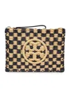 Tory Burch Pouch Ella In Raffia Natural And Black