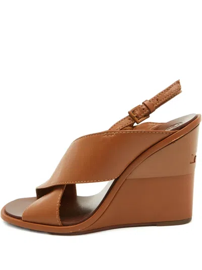 Pre-owned Tory Burch  100mm Cross-strap Wedge Sandals