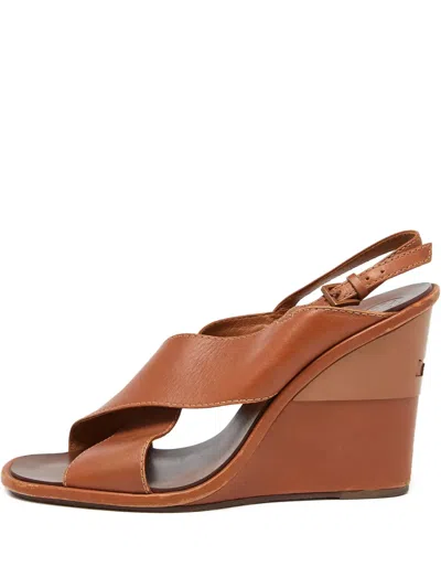 Pre-owned Tory Burch  105mm Cross-strap Wedge Sandals