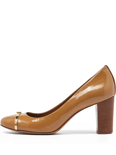Pre-owned Tory Burch  95mm Patent-leather Block-heel Pumps