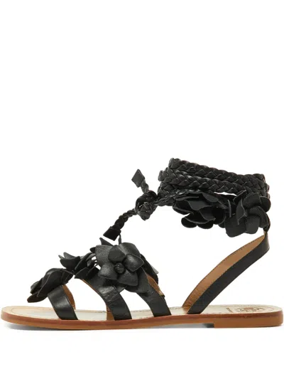 Pre-owned Tory Burch  Blossom Floral-embellished Flat Sandals