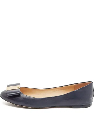 Pre-owned Tory Burch  Bow-detail Leather Ballet Flats