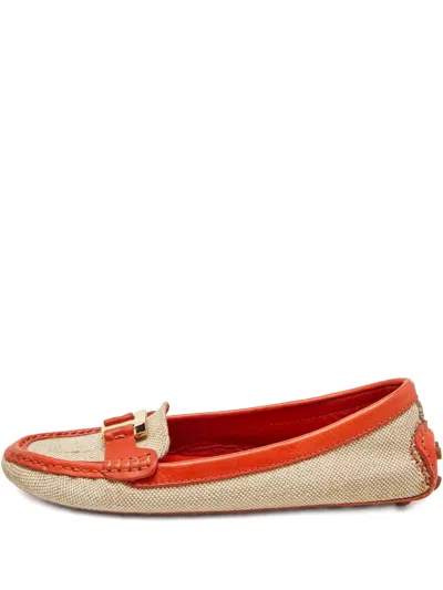 Pre-owned Tory Burch  Leather-trim Canvas Loafers