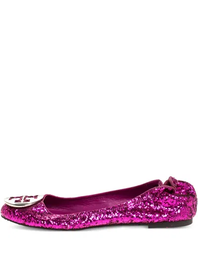 Pre-owned Tory Burch  Minnie Glittered Ballet Flats