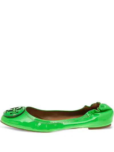 Pre-owned Tory Burch  Minnie Patent-finish Logo Ballet Flats