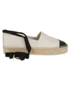 Tory Burch White Espadrilles With Metallic Logo On The Front And Ankle Strap In Leather Woman