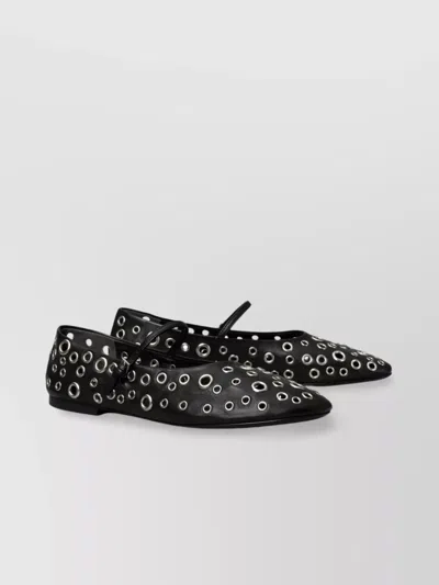 Tory Burch Premium Mary Jane Ballerinas With Metal Accents In Black