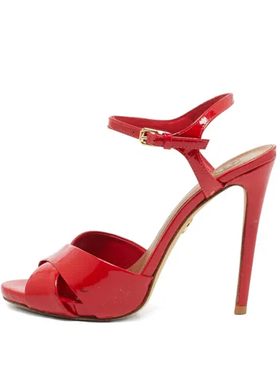 Pre-owned Tory Burch  130mm Patent-leather Sandals In Red