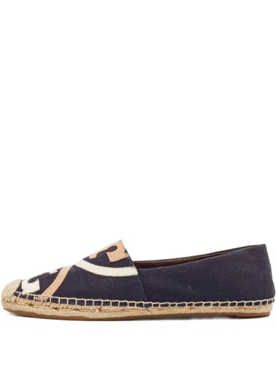 Pre-owned Tory Burch  Logo-patch Espadrilles In Blue