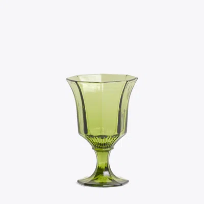 Tory Burch Pressed-glass Wine Glass, Set Of 4 In Green