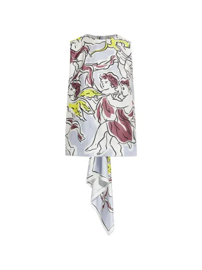 Tory Burch Silk Printed Cap Sleeve Top In Multi