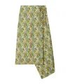 Tory Burch Printed Silk Midi Wrap Skirt In Green