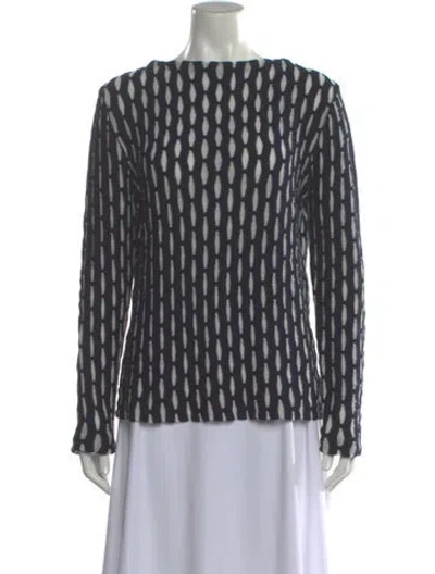 Pre-owned Tory Burch Printed Bateau Neckline Sweater In Blue