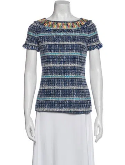 Pre-owned Tory Burch Printed Bateau Neckline T-shirt In Multi