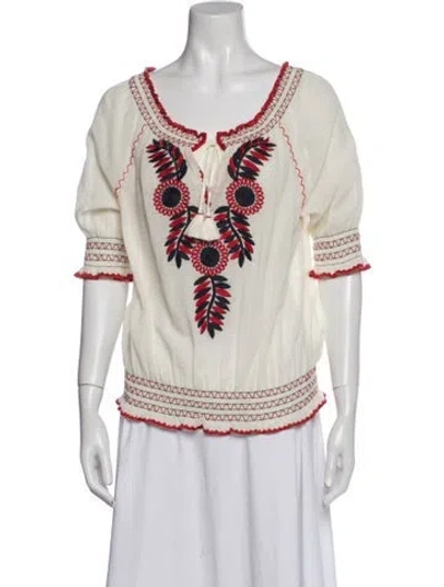 Pre-owned Tory Burch Printed Bateau Neckline Tunic W/ Tags In Neutral