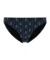 Tory Burch Stretch Nylon Bikini Bottom With Patterned Design In Blue