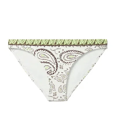 Tory Burch Printed Bikini Bottoms In White