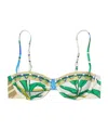 Tory Burch Printed Bikini Top In Black