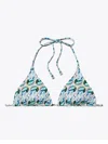 Tory Burch Printed Triangle Bikini Top In Blue