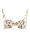 Tory Burch Printed Bikini Top In Green
