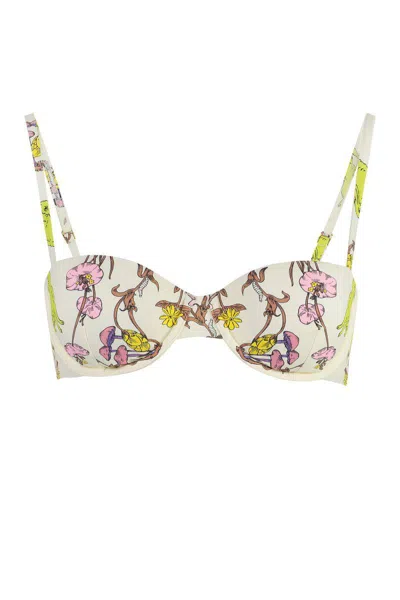 Tory Burch Printed Bikini Top In Green