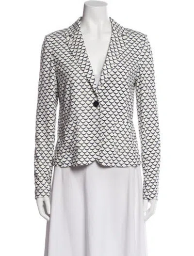 Pre-owned Tory Burch Printed Blazer In White