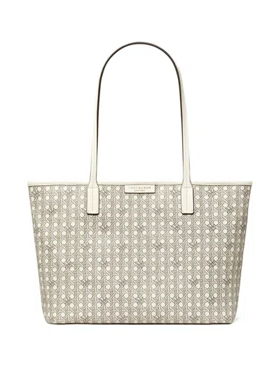 Tory Burch Small Basketweave Tote Bag In New Ivory