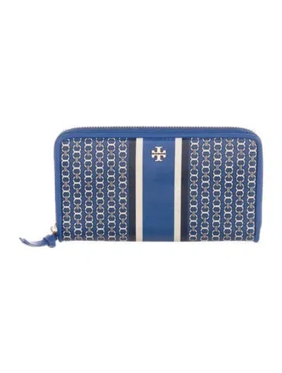 Pre-owned Tory Burch Printed Card Holder In Blue