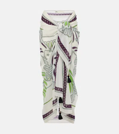 Tory Burch Printed Cotton And Silk Beach Cover-up In White
