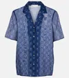 Tory Burch Printed Cotton And Silk Shirt In Blue