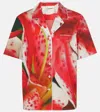 Tory Burch Printed Cotton-blend Twill Shirt In Red