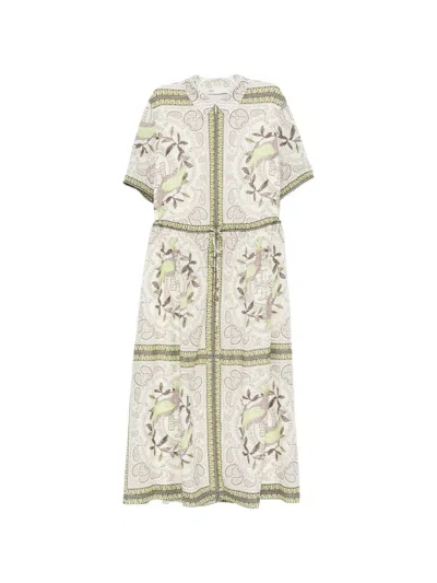 Tory Burch Printed Cotton Dress In White