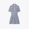 Tory Burch Printed Cotton Poplin Dress In Blue Candy Dots