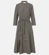 Tory Burch Printed Poplin Shirtdress For Women In Black