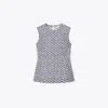 Tory Burch Printed Cotton Poplin Top In Blue Candy Dots