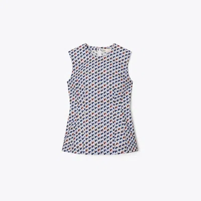 Tory Burch Printed Cotton Poplin Top In Blue Candy Dots