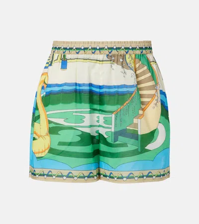 Tory Burch Printed Cotton Shorts In Multi