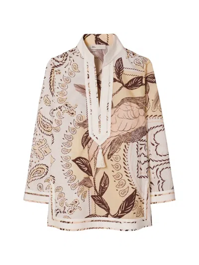 Tory Burch Printed Cotton Tory Tunic In Multi