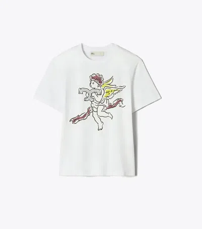 Tory Burch Printed Cotton T-shirt In White