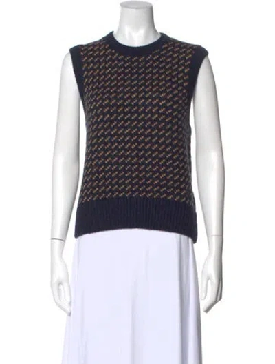 Pre-owned Tory Burch Printed Crew Neck Sweater