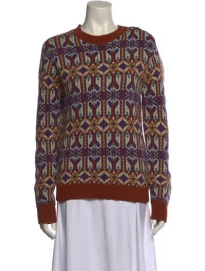Pre-owned Tory Burch Printed Crew Neck Sweater In Multi